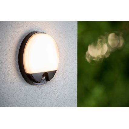 Lucide 22863/10/30 - LED-Outdoor-Wandleuchte mit Sensor HUPS LED/10W/230V IP54 schwarz