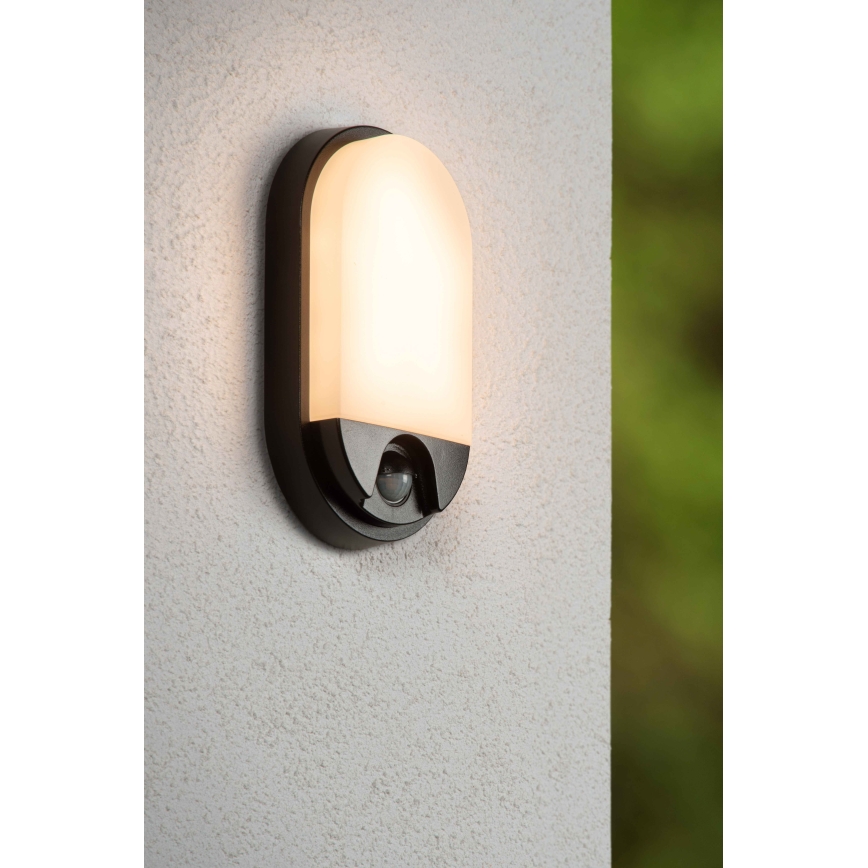 Lucide 22864/10/30 - Applique murale extérieure avec détecteur HUPS LED/10W/230V IP54 noir