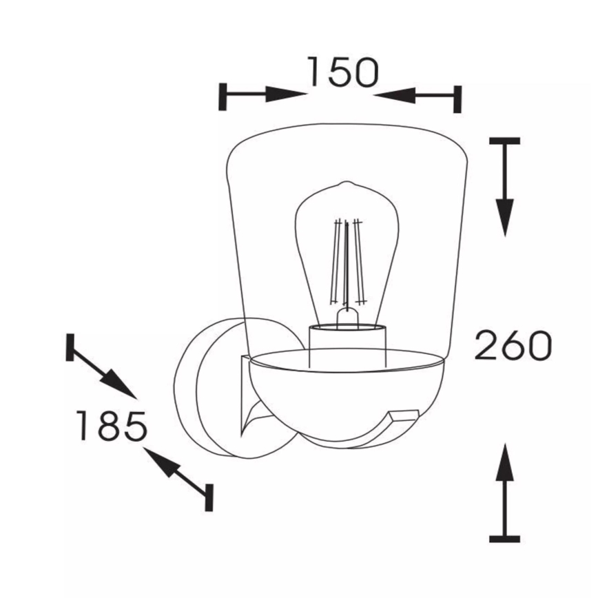 Lucide 27837/01/30 - Applique da esterno TULSA 1xE27/40W/230V IP44 nero
