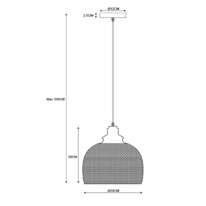 Lucide 43404/28/30 - Lampada a sospensione MESH 1xE27/60W/230V 28 cm