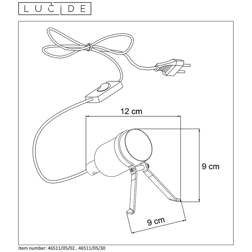 Lucide 46511/05/02 - Lampe de table LED PUKKI 1xE27/5W/230V