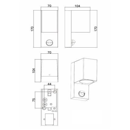 Lucide 69802/01/30 - Lampada da esterno con sensore ZARO 1xGU10/7W/230V IP65 nero