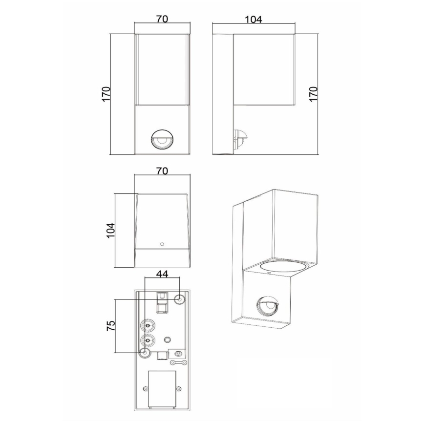 Lucide 69802/01/30 - Lampada da esterno con sensore ZARO 1xGU10/7W/230V IP65 nero