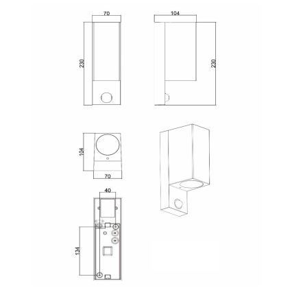 Lucide 69802/02/30 - Éclairage extérieur avec détecteur ZARO 2xGU10/7W/230V IP65 noir