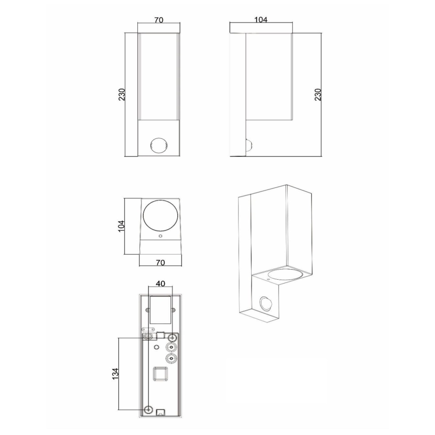 Lucide 69802/02/30 - Lampada da esterno con sensore ZARO 2xGU10/7W/230V IP65 nero