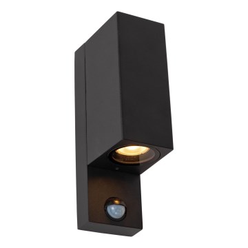 Lucide 69802/02/30 - Outdoor-Leuchte mit Sensor ZARO 2xGU10/7W/230V IP65 schwarz