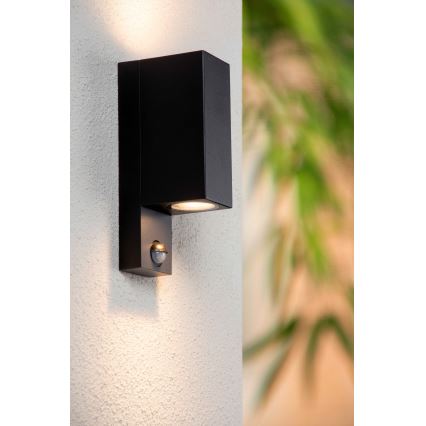 Lucide 69802/02/30 - Outdoor-Leuchte mit Sensor ZARO 2xGU10/7W/230V IP65 schwarz