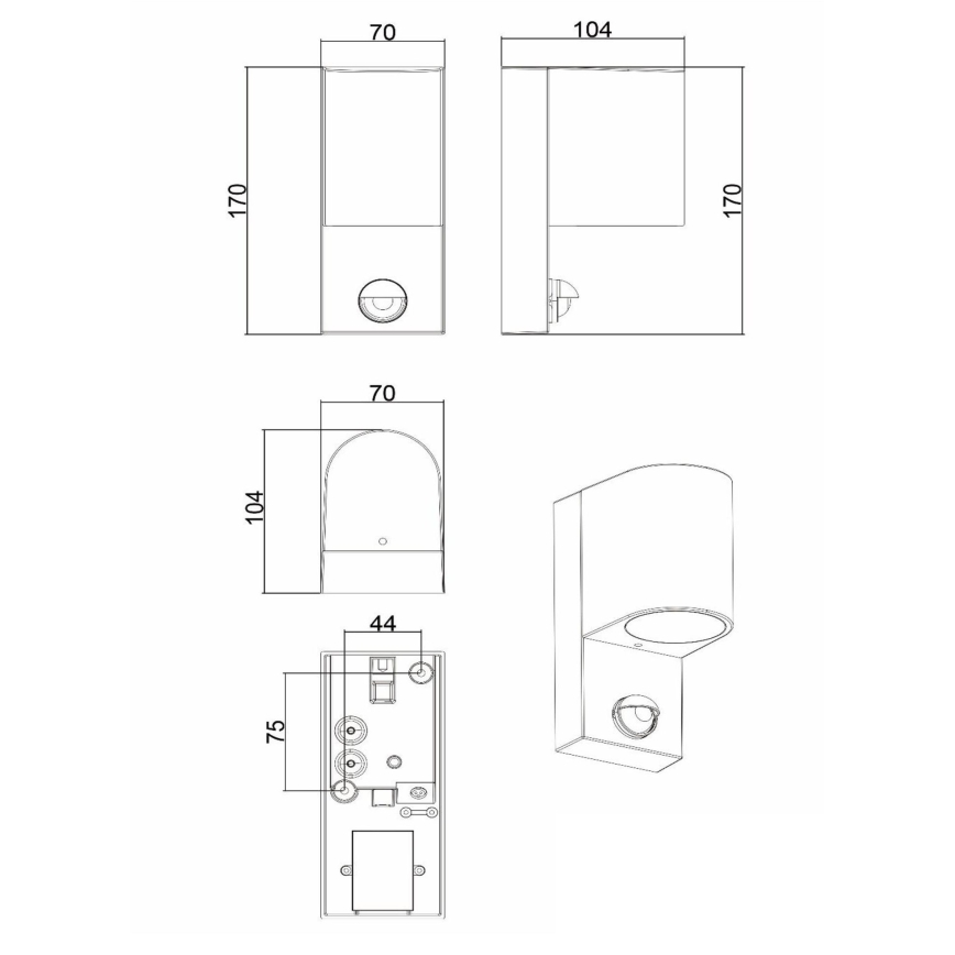 Lucide 69803/01/30 - Outdoor-Leuchte mit Sensor ZARO 1xGU10/7W/230V IP65 schwarz