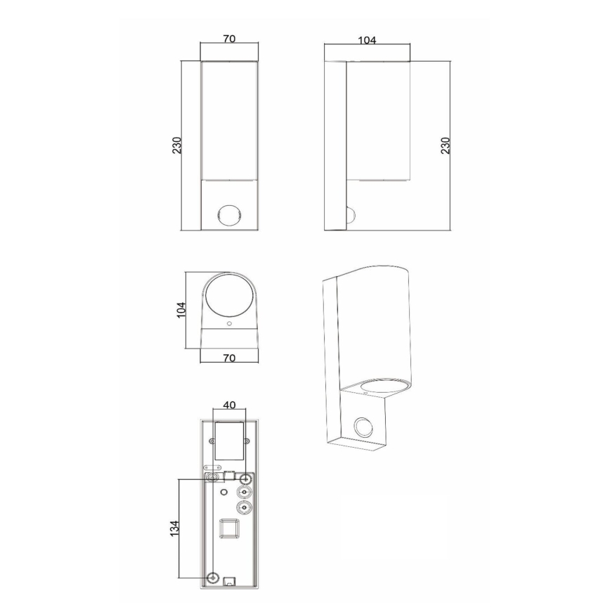 Lucide 69803/02/30 - Lampada da esterno con sensore ZARO 2xGU10/7W/230V IP65 nero