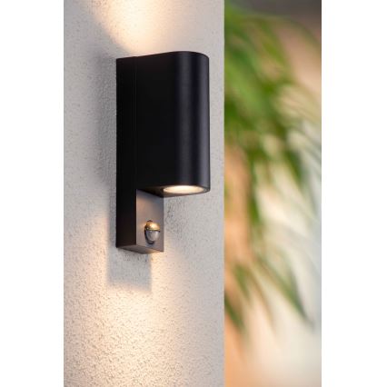 Lucide 69803/02/30 - Outdoor-Leuchte mit Sensor ZARO 2xGU10/7W/230V IP65 schwarz