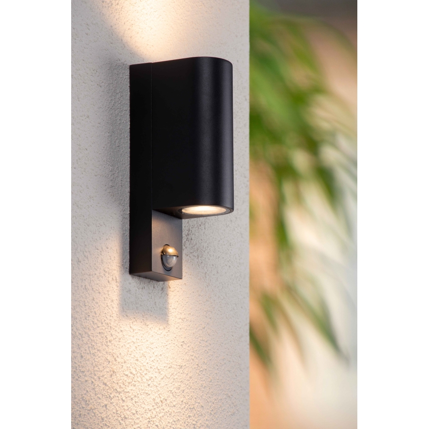 Lucide 69803/02/30 - Outdoor-Leuchte mit Sensor ZARO 2xGU10/7W/230V IP65 schwarz