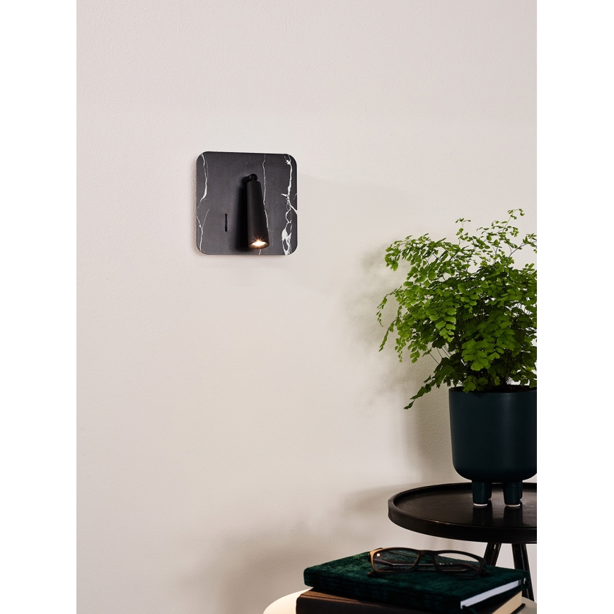 Lucide 77282/03/30 - Luce Spot da parete a LED OREGON LED/4W/230V USB nero