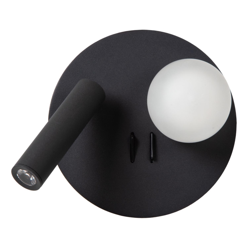 Lucide 77286/02/30 - Applique murale MATIZ 2xLED/3,5W/230V USB noir