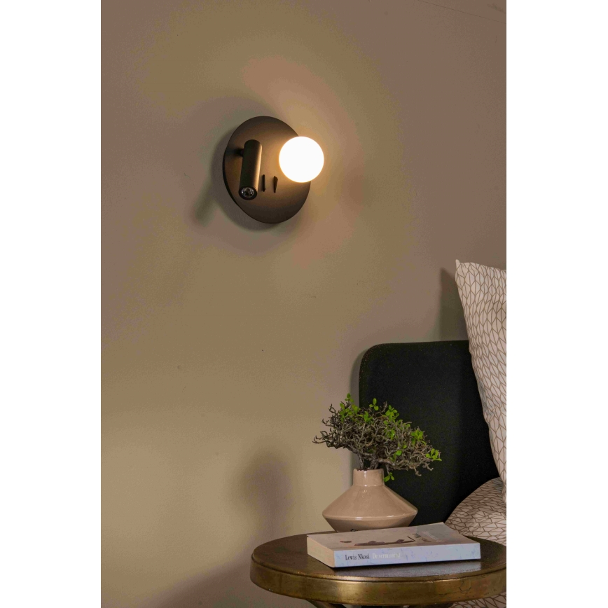 Lucide 77286/02/30 - Applique murale MATIZ 2xLED/3,5W/230V USB noir