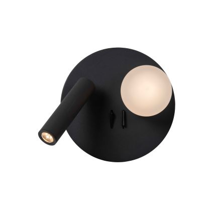 Lucide 77286/02/30 - Applique murale MATIZ 2xLED/3,5W/230V USB noir