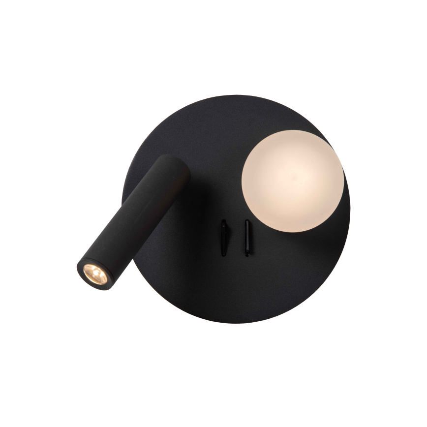 Lucide 77286/02/30 - Applique murale MATIZ 2xLED/3,5W/230V USB noir