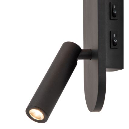 Lucide 77287/05/30 - Applique a LED KELLY 1xG9/5W + LED/3,5W/230V nero