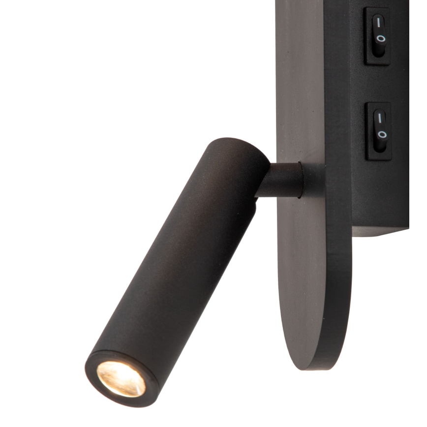 Lucide 77287/05/30 - Applique a LED KELLY 1xG9/5W + LED/3,5W/230V nero