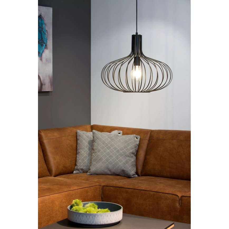 Lucide 78374/50/30 - Suspension MANUELA 1xE27/60W/230V noir 50 cm