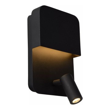Lucide 79200/08/30 - Applique murale BOXER LED/5W/230V + LED/5W USB noir