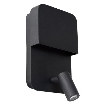 Lucide 79200/08/30 - Applique murale BOXER LED/5W/230V + LED/5W USB noir