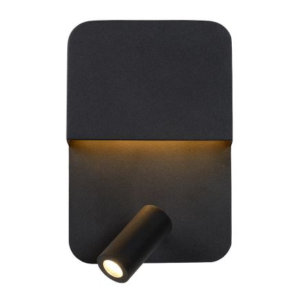 Lucide 79200/08/30 - Applique murale BOXER LED/5W/230V + LED/5W USB noir