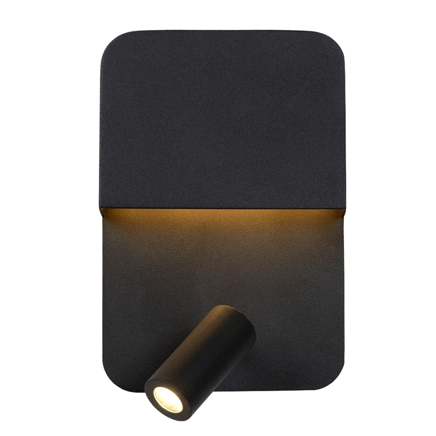 Lucide 79200/08/30 - Applique murale BOXER LED/5W/230V + LED/5W USB noir