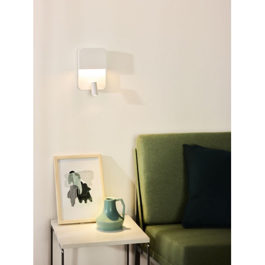 Lucide 79200/08/31 - Applique murale BOXER LED/5W/230V + LED/5W USB blanc