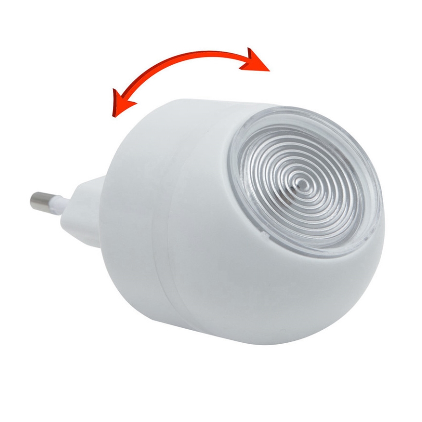Lumière d'orientation sur prise avec un détecteur de crépuscule LED/1W/230V