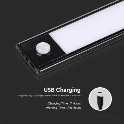 Luminaire de dessous d'armoire de cuisine LED avec un détecteur LED/2,5W/5V 4000K