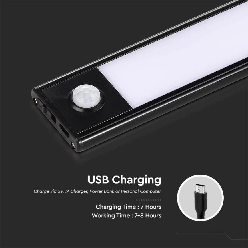 Luminaire de dessous d'armoire de cuisine LED avec un détecteur LED/2,5W/5V 4000K