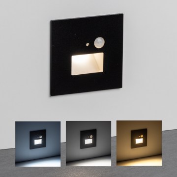 Luminaire d'escalier LED avec détecteur de mouvement et détecteur crépusculaire LED/1,5W/230V 3000/4000/6000K noir