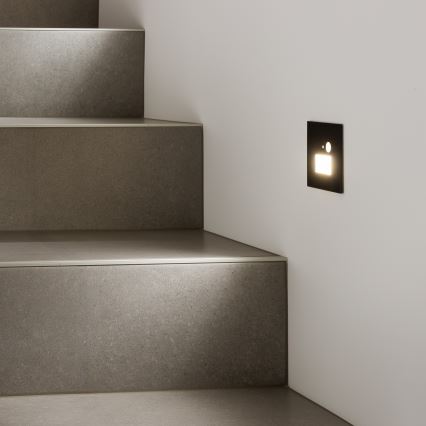 Luminaire d'escalier LED avec détecteur de mouvement et capteur crépusculaire LED/1,5W/230V 3000/4000/6500K noir