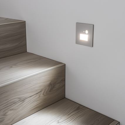 Applique LED pour escalier avec détecteur de mouvement et détecteur crépusculaire LED/1,5W/230V 3000/4000/6500K gris