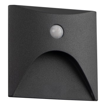 Luminaire d'escalier LED EXIN 2,5W/230V 4000K IP65 anthracite angulaire avec détecteur de mouvement et capteur crépusculaire