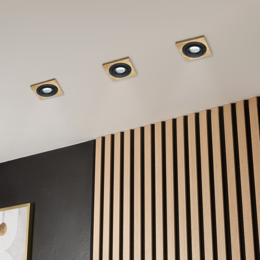 Luminaire encastré TOBBY 1xGU10/20W/230V 11,5x11,5 cm chêne/noir