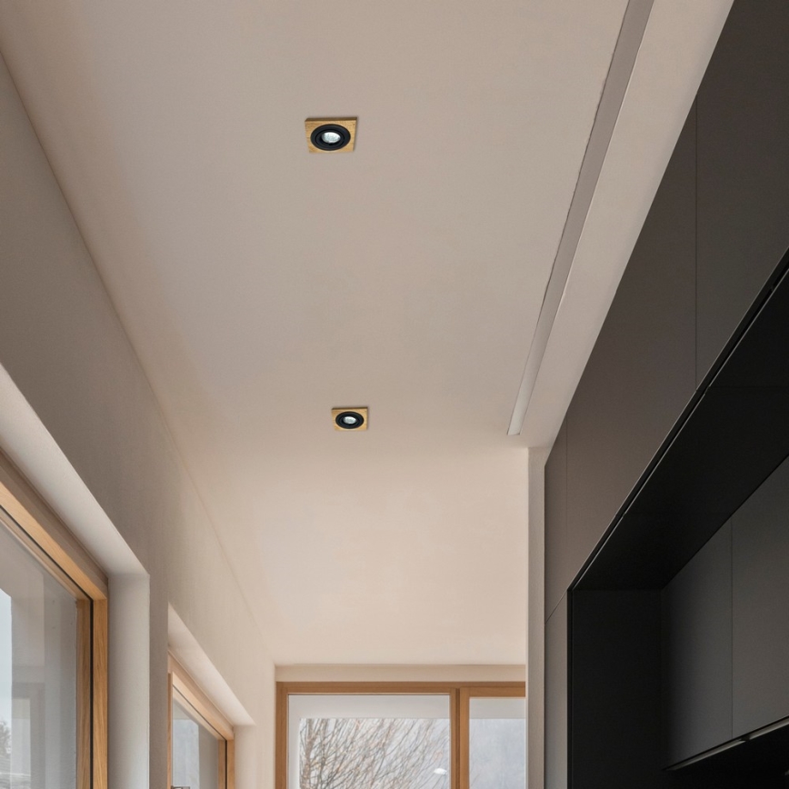 Luminaire encastré TOBBY 1xGU10/20W/230V 11,5x11,5 cm chêne/noir