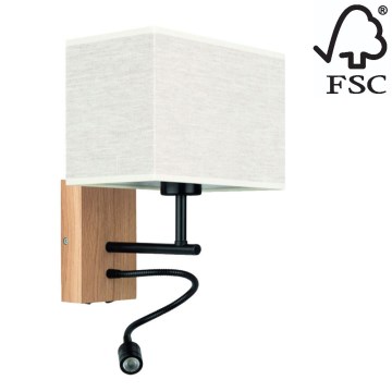 Luminaire flexible BOHO 1xE27/25W + LED/1W/230V chêne - certifié FSC