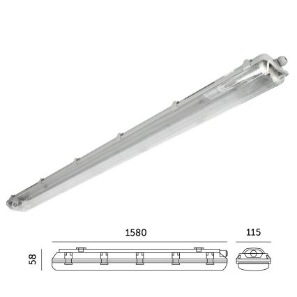 Luminaire fluorescent industriel 2xG13/22W/230V IP65