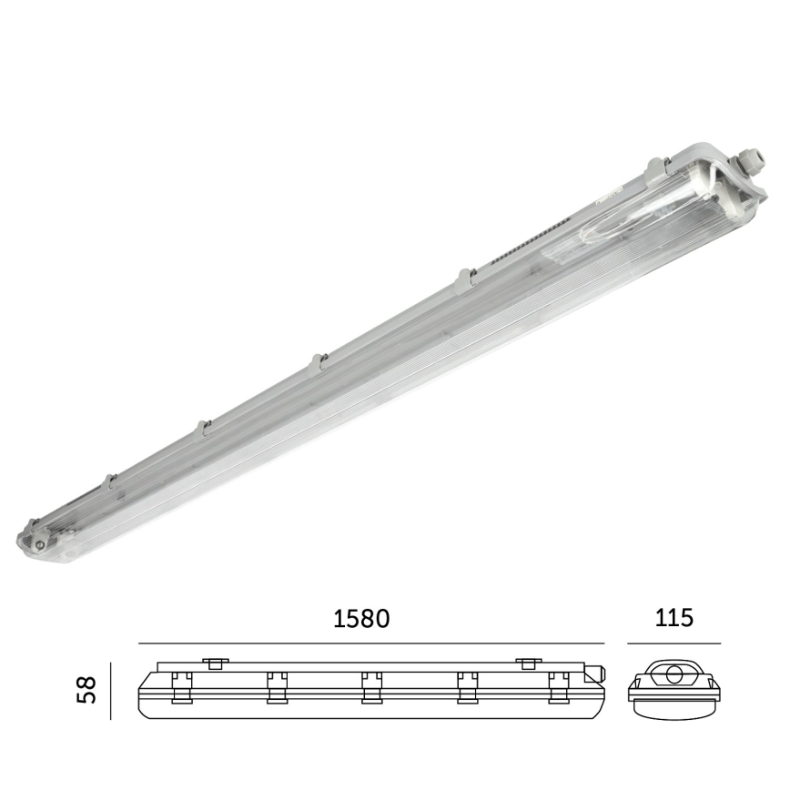 Luminaire fluorescent industriel 2xG13/22W/230V IP65