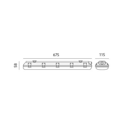 Plafonnier technique avec tube LED 2xG13/9W/230V IP65