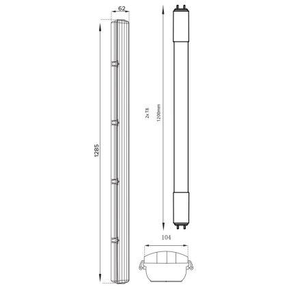 Luminaire fluorescent industriel T8 2xG13/18W/230V 4000K IP65