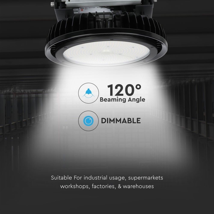 Luminaire industriel à intensité variable High Bay LED/500W/230V 4000K IP65 noir
