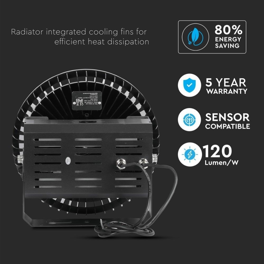 Luminaire industriel à intensité variable High Bay LED/500W/230V 4000K IP65 noir