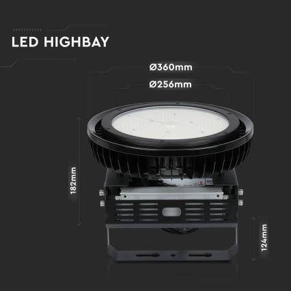 Luminaire industriel à intensité variable High Bay LED/500W/230V 4000K IP65 noir