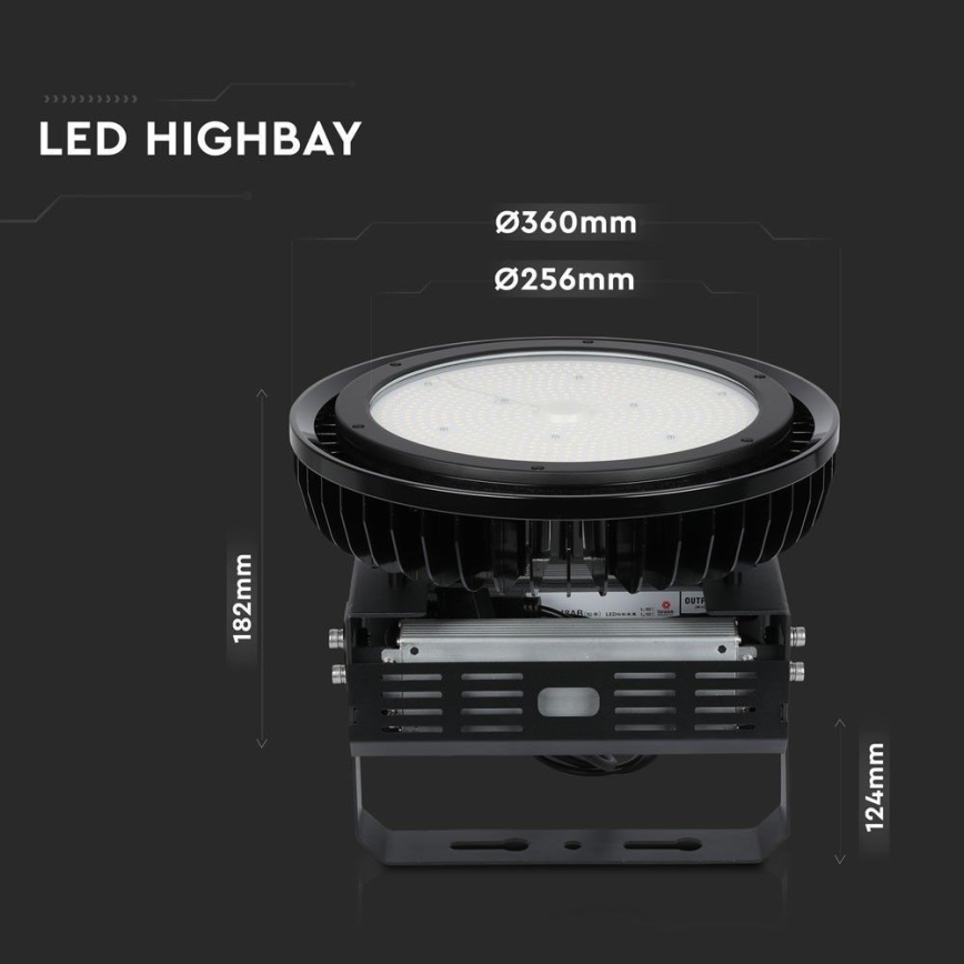Luminaire industriel à intensité variable High Bay LED/500W/230V 4000K IP65 noir