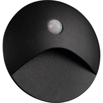 Luminaire LED pour escalier avec capteur de mouvement et capteur crépusculaire EXIN LED/2,5W/230V 3000K IP65 noir, rond