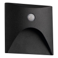 Luminaire LED pour escalier avec détecteur de mouvement et capteur crépusculaire EXIN LED/2,5W/230V 3000K IP65 noir carré