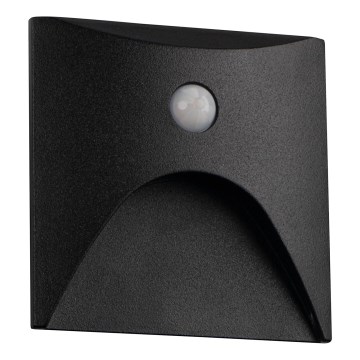 Luminaire LED pour escalier avec détecteur de mouvement et capteur crépusculaire EXIN LED/2,5W/230V 3000K IP65 noir carré