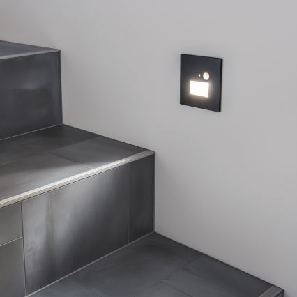 Luminaire LED pour escalier avec capteur de mouvement et crépusculaire, LED 1,5W/230V, 3000/4000/6500K, anthracite